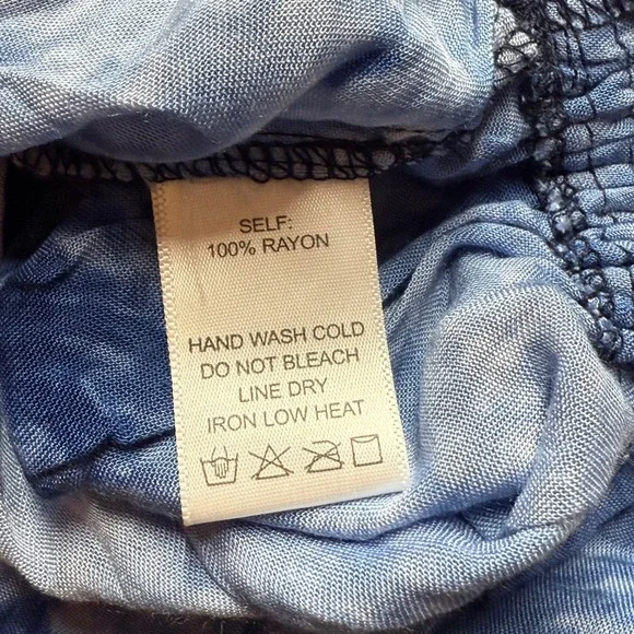 XL Ee:some Blue Tie‎ Dye Peasant Top Ruffle Long Sleeve Blouse - Picture 4 of 5